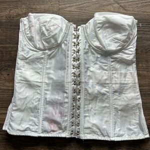 Frederick’s of Hollywood White Corset Top with Hook Closure 36D XL
